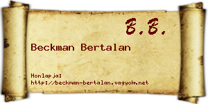 Beckman Bertalan névjegykártya